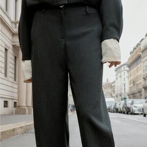 Zara Charcoal Pinstripe Pants